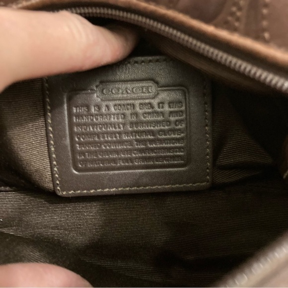 Coach stitched embossed c brown leather mini bag RARE - Picture 9 of 10